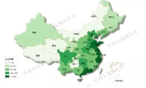 中國大陸智慧交通市場競爭者分佈圖